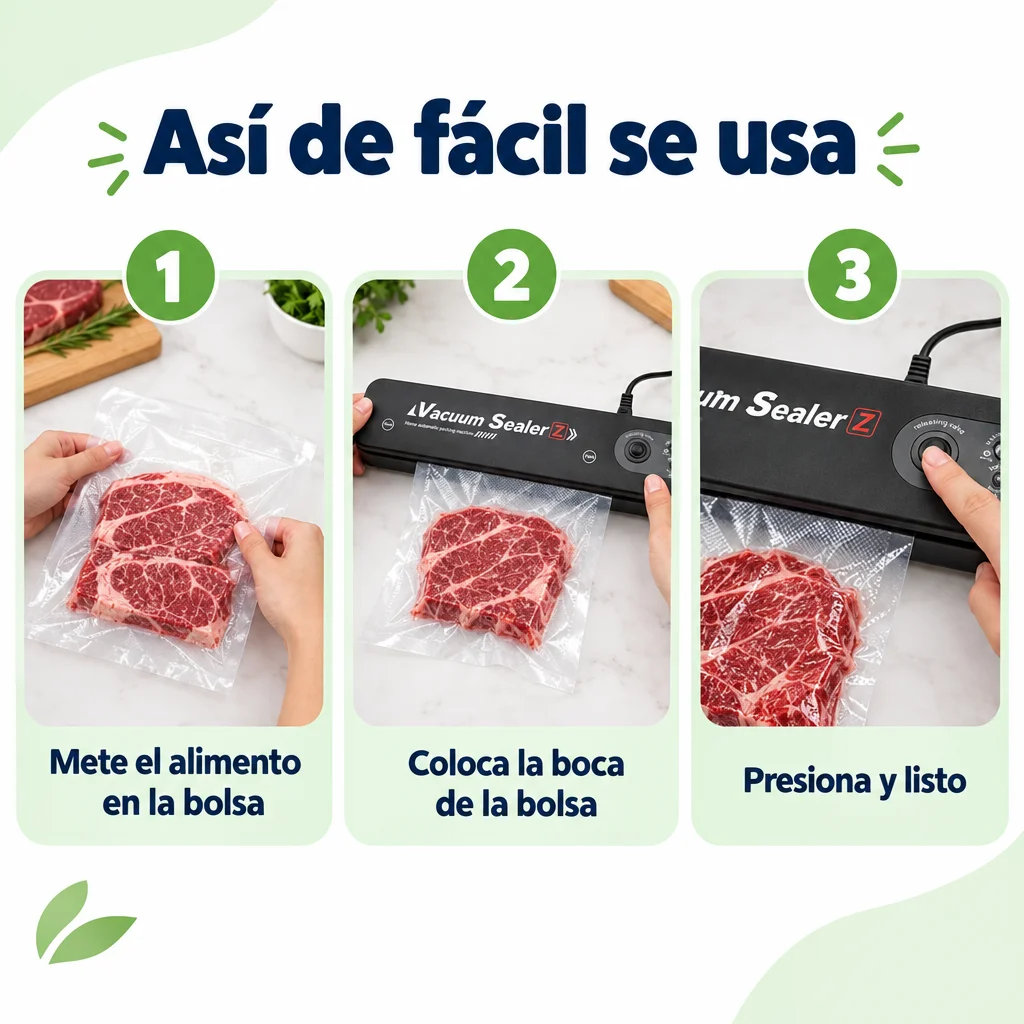 Pasos de uso de la selladora al vacío