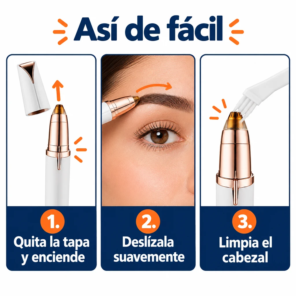 Pasos de encendido, retoque de cejas y limpieza del cabezal