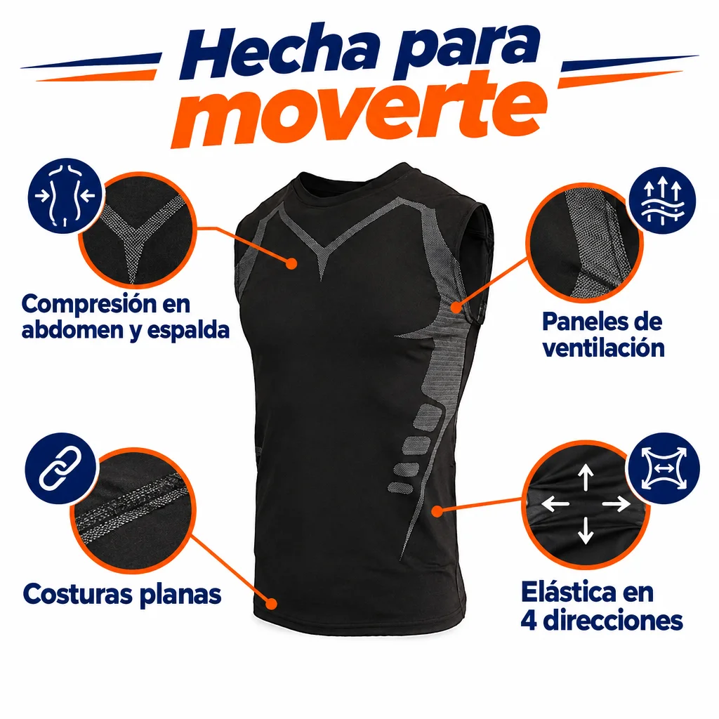 Guía de uso de Camiseta de Compresión Moldeadora para Hombre