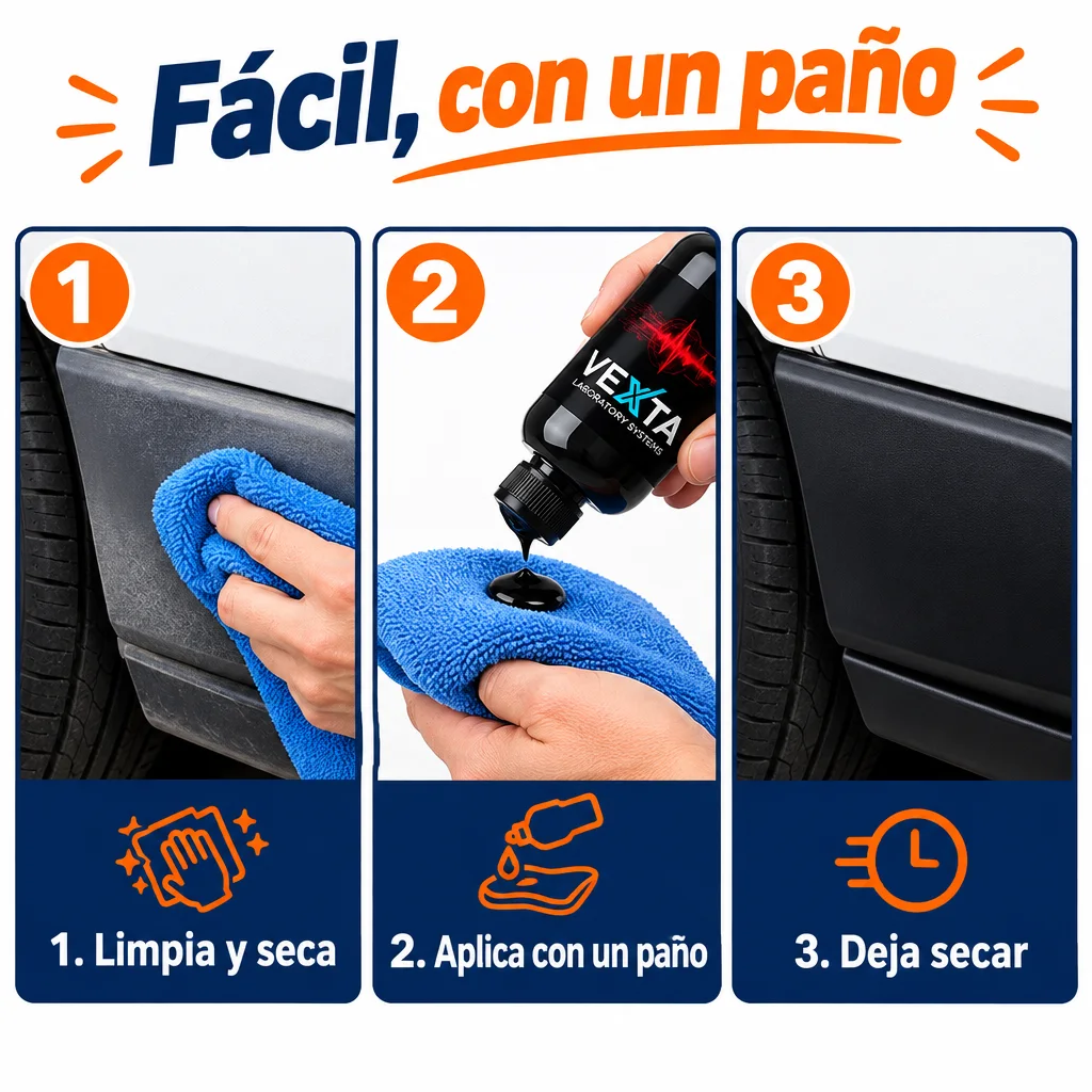 Guía de uso de Restaurador de Plásticos y Partes Negras del Carro 120 ml