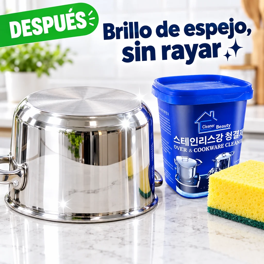 Presentación de Crema Limpiadora y Pulidora Multiusos para Ollas ofrecida por Te Lo Tengo