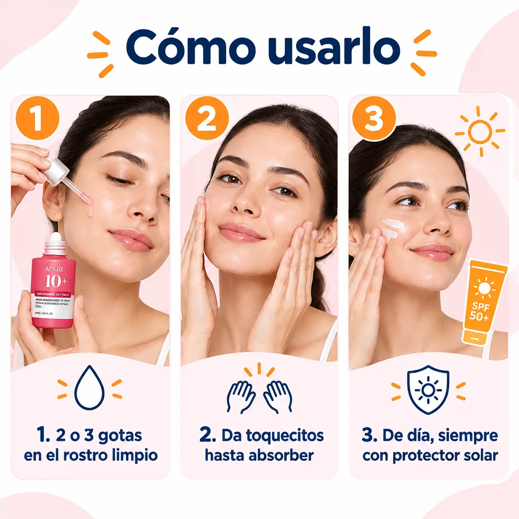Guía de uso de Sérum Despigmentante de Niacinamida y Ácido Tranexámico