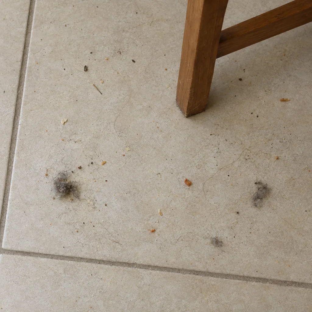 Piso con polvo y residuos sueltos
