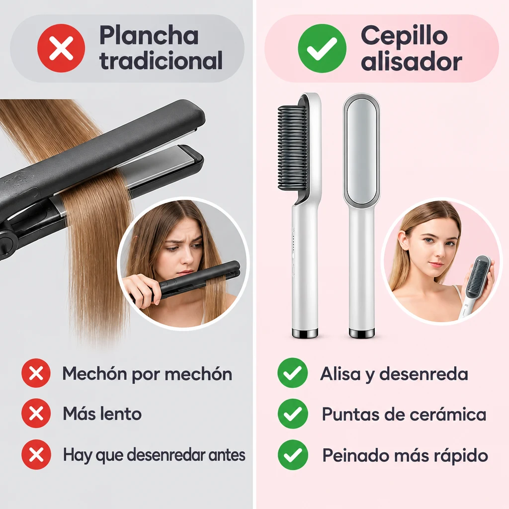 Cepillo con calor, no un tratamiento de alisado