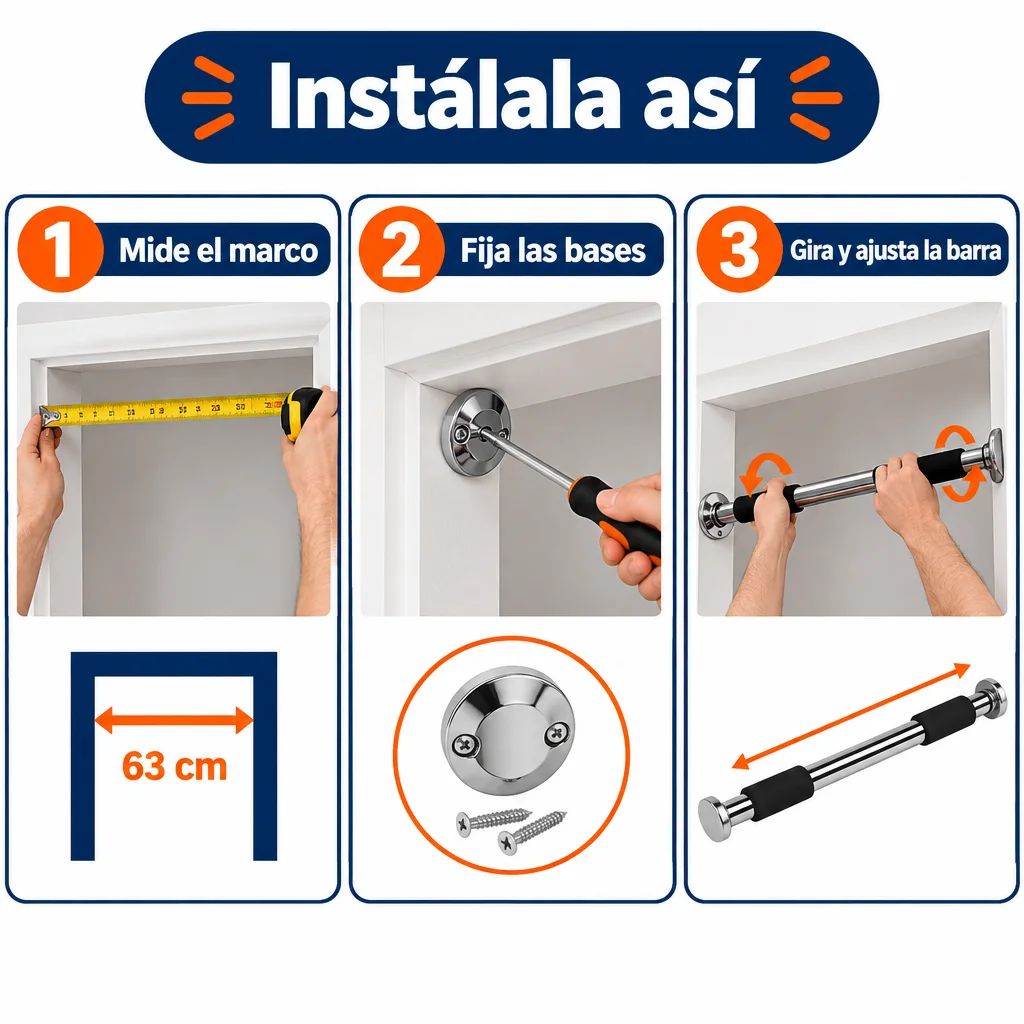 Guía de uso de Barra de Dominadas Ajustable para Puerta